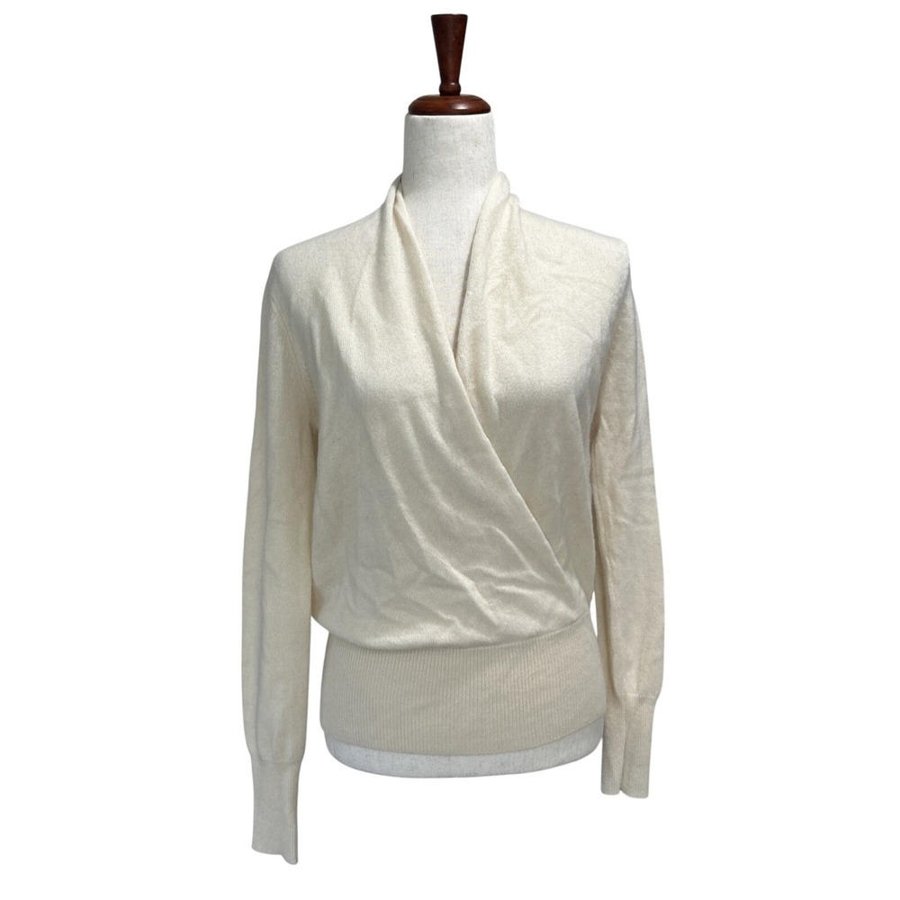 Neiman Marcus Cashmere Collection Sweater Women's Medium Faux Wrap Front Top